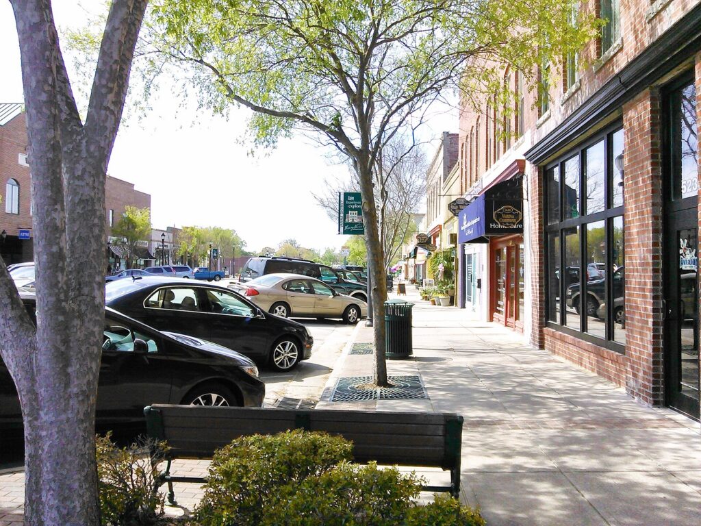 Historic downtown Fuquay-Varina, part of the Fuquay-Varina vs Holly Springs comparison